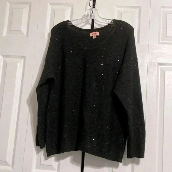 Evri black sparkle sequin sweater size OX - Picture 1 of 13